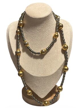 RARE Vintage Yves Saint Laurent Bi-Color Ball chain necklace long 80s-90s